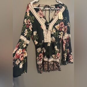 Boho romper with bell sleeves